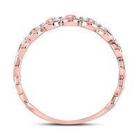 Load image into Gallery viewer, 10kt Rose Gold Womens Round Diamond Link Stackable Band Ring 1/8 Cttw
