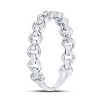 Load image into Gallery viewer, 10kt White Gold Womens Round Diamond Link Stackable Band Ring 1/8 Cttw
