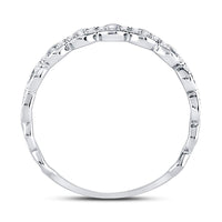 Load image into Gallery viewer, 10kt White Gold Womens Round Diamond Link Stackable Band Ring 1/8 Cttw
