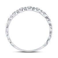 Load image into Gallery viewer, 10kt White Gold Womens Round Diamond Link Stackable Band Ring 1/8 Cttw
