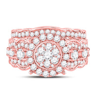 Load image into Gallery viewer, 14kt Rose Gold Womens Round Diamond Bridal Wedding Engagement Ring Band Set 2.00 Cttw

