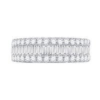 Load image into Gallery viewer, 14kt White Gold Womens Baguette Diamond Anniversary Band Ring 1-1/2 Cttw
