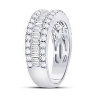 Load image into Gallery viewer, 14kt White Gold Womens Baguette Diamond Anniversary Band Ring 1-1/2 Cttw
