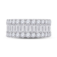 Load image into Gallery viewer, 14kt White Gold Womens Baguette Diamond Anniversary Cocktail Ring 3.00 Cttw
