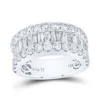 Load image into Gallery viewer, 14kt White Gold Womens Baguette Diamond Anniversary Cocktail Ring 3.00 Cttw
