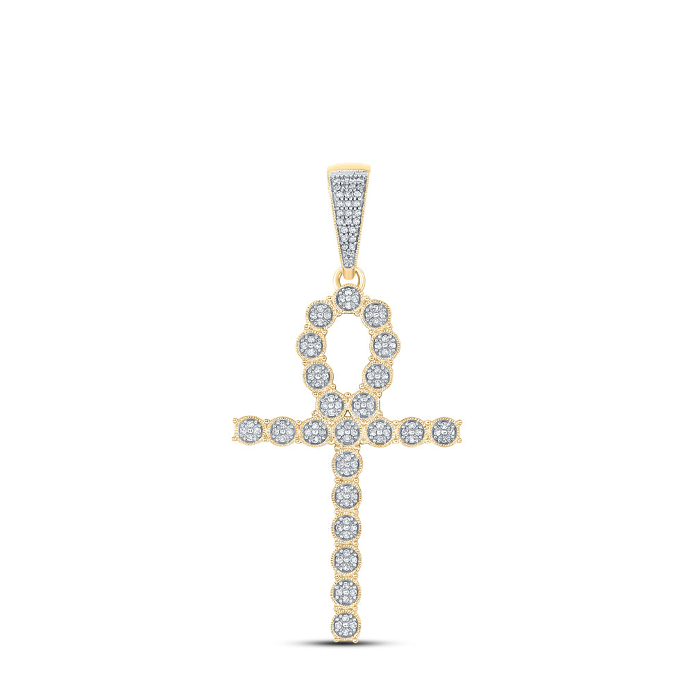 1/3CT-DIA P1P2 MENS 'ANKH'  CROSS CHARM