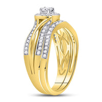 Load image into Gallery viewer, 14kt Yellow Gold Round Diamond Bridal Wedding Ring Band Set 1/2 Cttw
