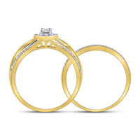 Load image into Gallery viewer, 14kt Yellow Gold Round Diamond Bridal Wedding Ring Band Set 1/2 Cttw

