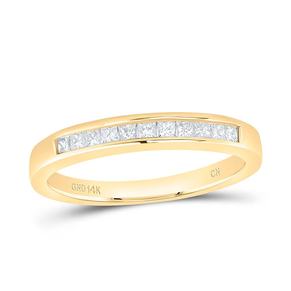 14kt Yellow Gold Womens Princess Diamond Wedding Channel Set Band 1/4 Cttw Size 5