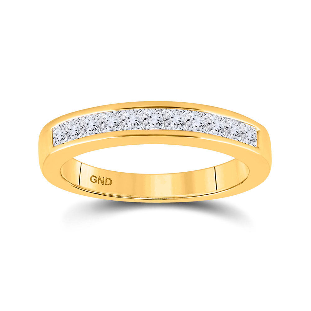 14kt Yellow Gold Womens Princess Channel-set Diamond Single Row Wedding Band 1/2 Cttw - Size 5