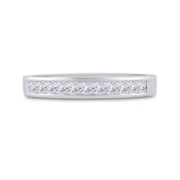 Load image into Gallery viewer, 14kt White Gold Womens Princess Channel-set Diamond Single Row Wedding Band 1/2 Cttw
