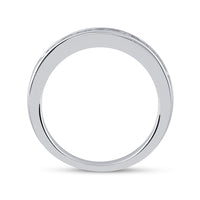 Load image into Gallery viewer, 14kt White Gold Womens Princess Channel-set Diamond Single Row Wedding Band 1/2 Cttw

