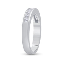 Load image into Gallery viewer, 14kt White Gold Womens Princess Channel-set Diamond Single Row Wedding Band 1/2 Cttw
