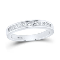 Load image into Gallery viewer, 14kt White Gold Womens Princess Channel-set Diamond Single Row Wedding Band 1/2 Cttw

