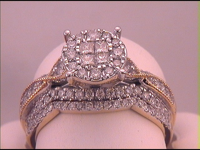 14kt Yellow Gold Womens Princess Diamond Bridal Wedding Engagement Ring Band Set 1.00 Cttw