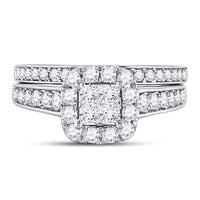 Load image into Gallery viewer, 14kt White Gold Womens Princess Diamond Bridal Wedding Engagement Ring Band Set 1.00 Cttw
