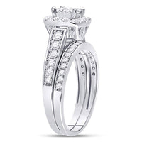 Load image into Gallery viewer, 14kt White Gold Womens Princess Diamond Bridal Wedding Engagement Ring Band Set 1.00 Cttw
