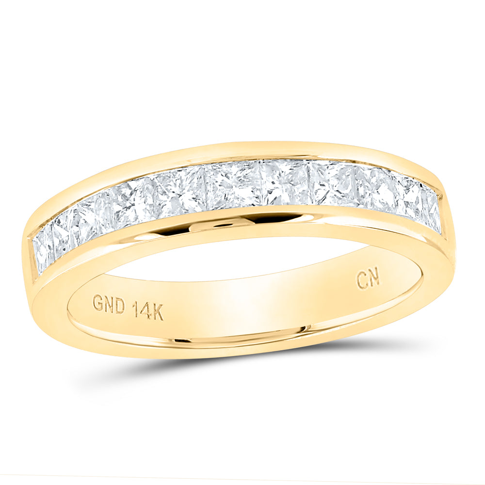 14kt Yellow Gold Womens Princess Channel-set Diamond Single Row Wedding Band 1 Cttw