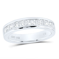 Load image into Gallery viewer, 14kt White Gold Womens Princess Channel-set Diamond Single Row Wedding Band 1 Cttw
