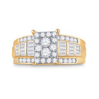 Load image into Gallery viewer, 10kt Yellow Gold Womens Round Diamond Rectangle Cluster Bridal Wedding Engagement Ring 7/8 Cttw
