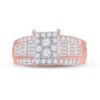 Load image into Gallery viewer, 10kt Rose Gold Womens Round Diamond Cluster Bridal Wedding Engagement Ring 7/8 Cttw
