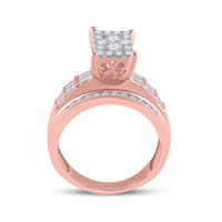 Load image into Gallery viewer, 10kt Rose Gold Womens Round Diamond Cluster Bridal Wedding Engagement Ring 7/8 Cttw

