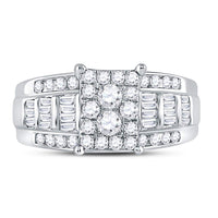 Load image into Gallery viewer, 10kt White Gold Womens Round Diamond Rectangle Cluster Bridal Wedding Engagement Ring 7/8 Cttw
