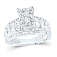 Load image into Gallery viewer, 10kt White Gold Womens Round Diamond Rectangle Cluster Bridal Wedding Engagement Ring 7/8 Cttw

