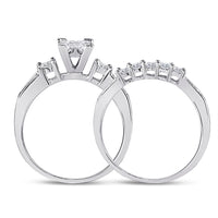 Load image into Gallery viewer, 10kt White Gold Womens Princess Diamond Bridal Wedding Engagement Ring Band Set 1.00 Cttw - Size 5
