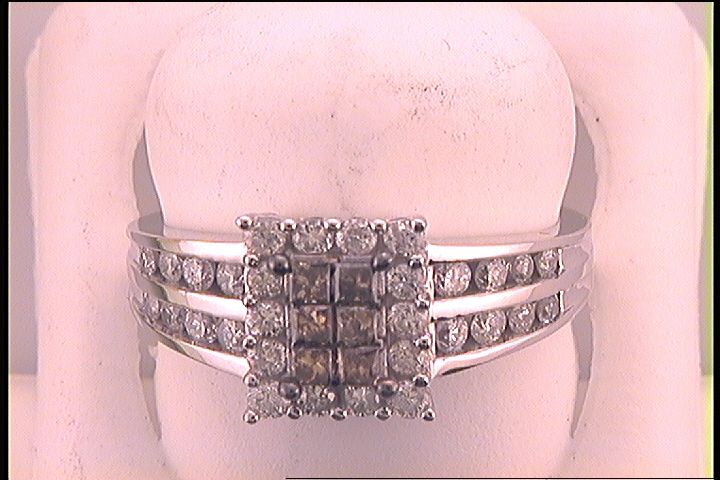 10kt White Gold Womens Princess Brown Diamond Fashion Ring 1.00 Cttw