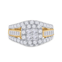 Load image into Gallery viewer, 14kt Yellow Gold Womens Princess Diamond Cluster Bridal Wedding Engagement Ring 2.00 Cttw
