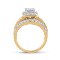 Load image into Gallery viewer, 14kt Yellow Gold Womens Princess Diamond Cluster Bridal Wedding Engagement Ring 2.00 Cttw
