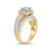 Load image into Gallery viewer, 14kt Yellow Gold Womens Princess Diamond Cluster Bridal Wedding Engagement Ring 2.00 Cttw
