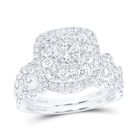 Load image into Gallery viewer, 14kt White Gold Womens Princess Diamond Bridal Wedding Engagement Ring Band Set 2.00 Cttw (Certified)
