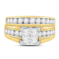 Load image into Gallery viewer, 14kt Yellow Gold Womens Princess Diamond Bridal Wedding Engagement Ring Band Set 2.00 Cttw
