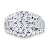 Load image into Gallery viewer, 14kt White Gold Womens Princess Diamond Halo Cluster Bridal Wedding Engagement Ring 3.00 Cttw
