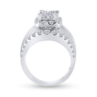 Load image into Gallery viewer, 14kt White Gold Womens Princess Diamond Halo Cluster Bridal Wedding Engagement Ring 3.00 Cttw
