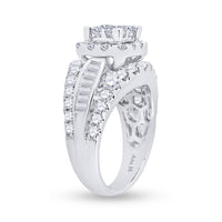 Load image into Gallery viewer, 14kt White Gold Womens Princess Diamond Halo Cluster Bridal Wedding Engagement Ring 3.00 Cttw
