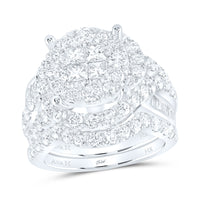 Load image into Gallery viewer, 14kt White Gold Womens Princess Diamond Bridal Wedding Engagement Ring Band Set 3.00 Cttw
