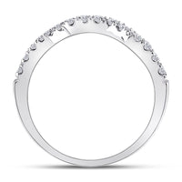 Load image into Gallery viewer, 14kt White Gold Womens Round Diamond Wrap Ring Guard Enhancer 1/2 Cttw
