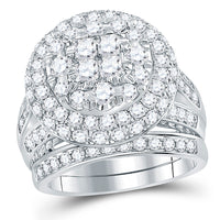 Load image into Gallery viewer, 14kt White Gold Womens Princess Diamond Bridal Wedding Engagement Ring Band Set 3.00 Cttw
