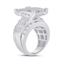 Load image into Gallery viewer, 14kt White Gold Womens Princess Diamond Cluster Bridal Wedding Engagement Ring 5.00 Cttw
