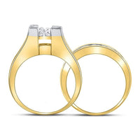Load image into Gallery viewer, 14kt Yellow Gold Womens Princess Diamond Bridal Wedding Engagement Ring Band Set 4.00 Cttw
