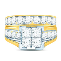 Load image into Gallery viewer, 14kt Yellow Gold Womens Princess Diamond Bridal Wedding Engagement Ring Band Set 4.00 Cttw
