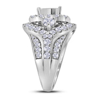 Load image into Gallery viewer, 14kt White Gold Womens Princess Diamond Cluster Bridal Wedding Engagement Ring 4.00 Cttw
