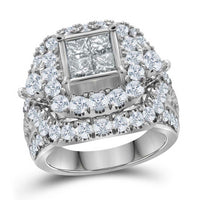 Load image into Gallery viewer, 14kt White Gold Womens Princess Diamond Cluster Bridal Wedding Engagement Ring 4.00 Cttw
