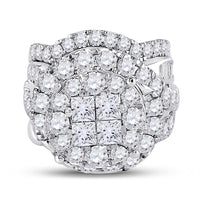Load image into Gallery viewer, 14kt White Gold Womens Princess Diamond Bridal Wedding Engagement Ring Band Set 5-5/8 Cttw
