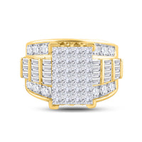 Load image into Gallery viewer, 14kt Yellow Gold Womens Princess Diamond Cluster Bridal Wedding Engagement Ring 4.00 Cttw

