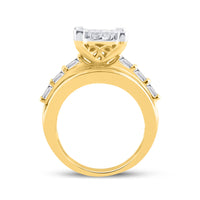 Load image into Gallery viewer, 14kt Yellow Gold Womens Princess Diamond Cluster Bridal Wedding Engagement Ring 4.00 Cttw

