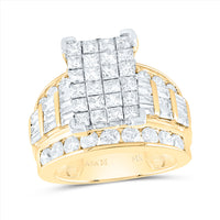 Load image into Gallery viewer, 14kt Yellow Gold Womens Princess Diamond Cluster Bridal Wedding Engagement Ring 4.00 Cttw
